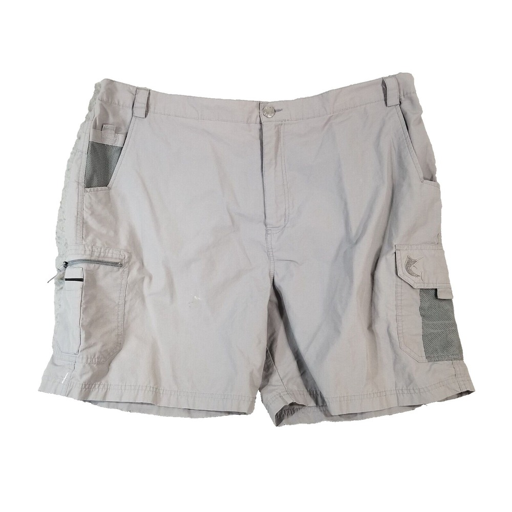 Reel Legends Cargo hiking shorts mens 2XL XXL gray comfort waist outdoor fishing
